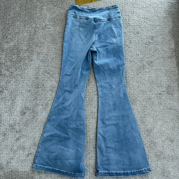 We The Free People Venice Beach Pull On Flare Jeans 30 70s Retro Hippie Indie - Picture 10 of 11